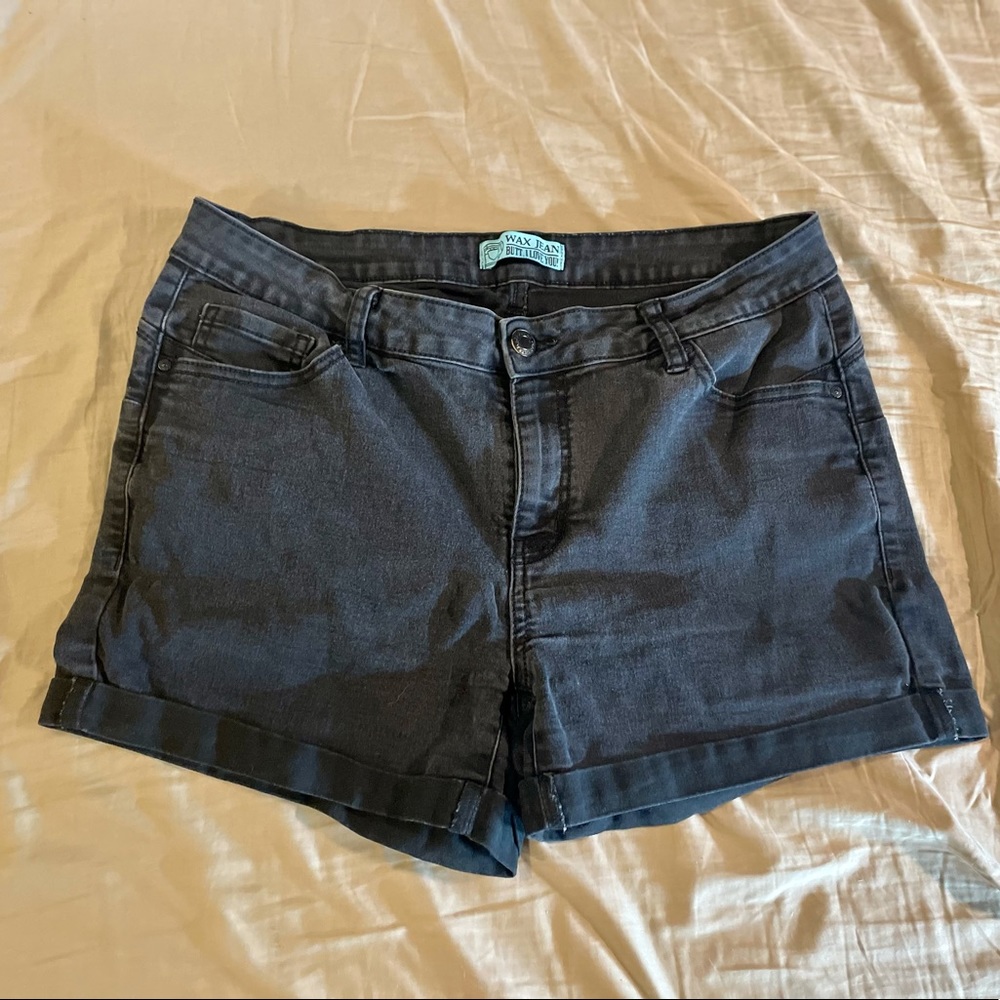 Wax Jean Butt! I Love You Black Denim Shorts